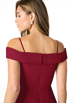 Azazie Lecia Bridesmaid Dresses Burgundy Empire Off-The-Shoulder Pleated Chiffon Convertible Dress image5
