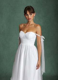 Azazie Angelica Wedding Dresses Diamond White A-Line Sweetheart Neckline Tulle Dress image8