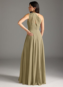 Azazie Charlize Bridesmaid Dresses Moss Green A-Line One Shoulder Chiffon Dress image2