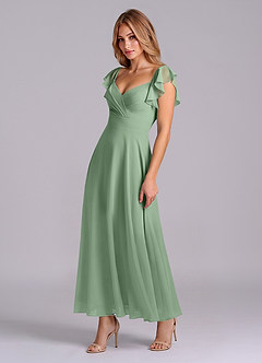 Azazie Leilani Bridesmaid Dresses Matcha A-Line Ruched Chiffon Dress image4
