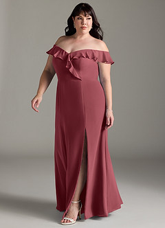 Azazie Sophie Vestidos de damas de honor Vestido de Merlot de Gasa de Corte en A Convertible con Vestidos sin tirantes image8