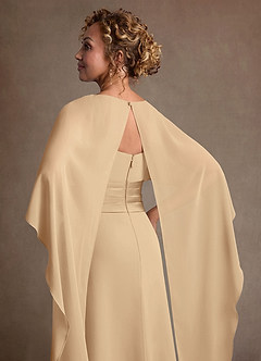 Azazie Marilla Mother of the Bride Dresses Champagne A-Line Pleated Chiffon Dress image7