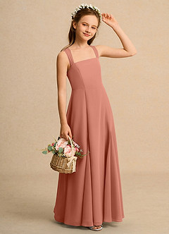 Azazie Tater Junior Formal Flower Girl Klänningar Klä A-Line i Chiffong Plisserad image3