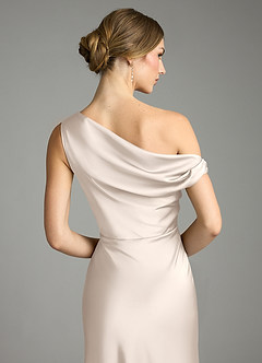 Azazie Emerson Bridesmaid Dresses White Alabaster Mermaid Off the Shoulder Stretch Satin Dress image13