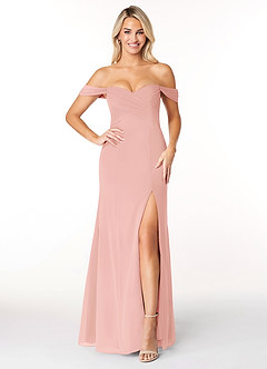 Azazie Joretta Final Sale Rosette A-Line Off the Shoulder Chiffon Convertible Dress image1