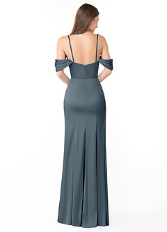 Azazie Amyra Bridesmaid Dresses Twilight Sheath Off the Shoulder Stretch Satin Convertible Dress image3