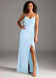 Azazie Deandra Bridesmaid Dresses Sky Blue Mermaid Pleated Chiffon Dress image1