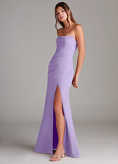 Azazie Leonis Bridesmaid Dresses Lilac Sheath Strapless Chiffon Convertible Dress image3