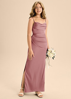 Azazie Mai Junior Dusty Rose Sheath Sweetheart Neckline Stretch Satin Dress image3