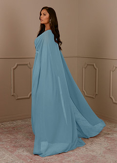 Azazie Isa Mother of the Bride Dresses Moody Blue A-Line V-Neck Pleated Chiffon Dress image3
