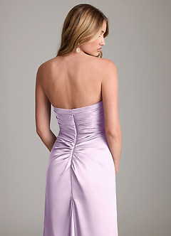 Azazie Lucille Vestidos de damas de honor Vestido de Lila Esmerilada de Satén Elástico de Corte Sirena Convertible con Sin tirantes image7