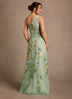 Azazie Bertie Mother of the Bride Dresses Dusty Sage A-Line Lace Dress image2
