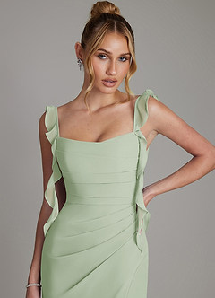 Azazie Jessamine Abiti da Damigella Abito Sirena in Chiffon Corsetto Verde Salvia image3