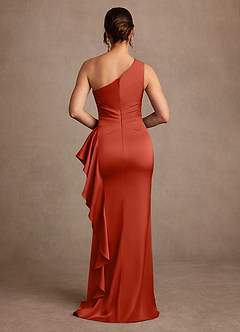 Azazie Yvette Kleider für die Brautmutter Etui One-Shoulder Stretch-Satin Kleid Rost image2
