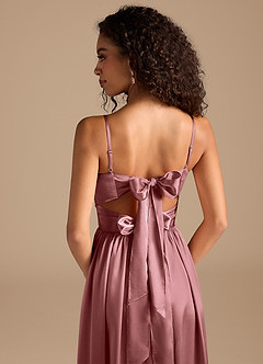 Azazie Zeya Bridesmaid Dresses Vintage Mauve A-Line Pleated Metallic Satin Dress image4