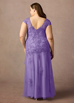 Azazie Romy Abiti per la Madre della Sposa Abito Sirena in Tulle con Scollo a V e Paillettes Tahiti image8