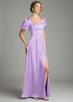 Azazie Fyona Robes de demoiselle d'honneur Robe Trapèze en Satin extensible Plissée Lilas image5