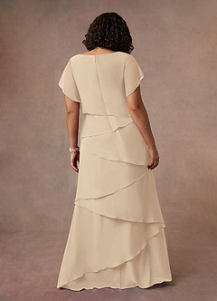 Azazie OHara Mother of the Bride Dresses Champagne A-Line V-Neck Chiffon Dress image14
