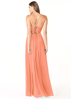 Azazie Aaida Bridesmaid Dresses Sunset A-Line Corset Chiffon Dress image2