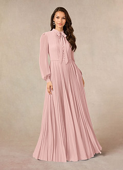 Azazie Adellah Mother of the Bride Dresses Powder Pink A-Line Pleated Chiffon Dress image1