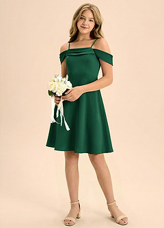 Azazie Anselie Junior Klä av A-Line i Stretch Satin Plisserad image1