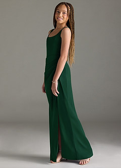 Azazie Mero Junior Dark Green Mermaid Pleated Stretch Satin Dress image4
