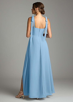 Azazie Debra Bridesmaid Dresses Steel Blue A-Line with Pockets Chiffon Convertible Dress image10