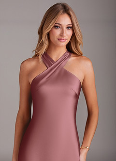 Azazie Doretta Robes de demoiselle d'honneur Robe Sirène en Satin extensible Plissée Améthyste image5