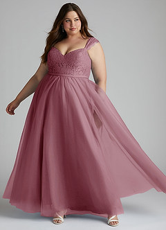 Azazie Luxi Bridesmaid Dresses Vintage Mauve A-Line Pleated Tulle Dress image8