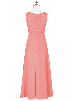 Azazie Snow Junior Coral A-Line Lace Chiffon Dress image8