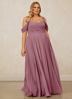 Christian Siriano Bridal for Azazie 1013 Bridesmaid Dresses Vintage Mauve A-Line Off the Shoulder Chiffon Dress image10