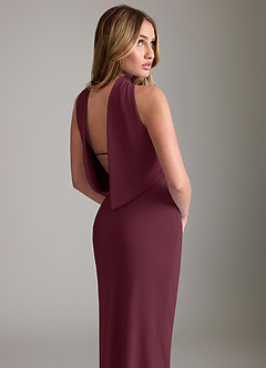 Azazie Lusinda Vestidos de madrinha de casamento Vestido Cabernet de Chiffon de sereia com Fora do ombro image5