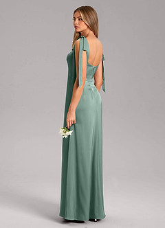 Azazie Frostine Brautjungfernkleider A-Linie Schleifen Stretch-Satin Kleid Eukalyptus image6