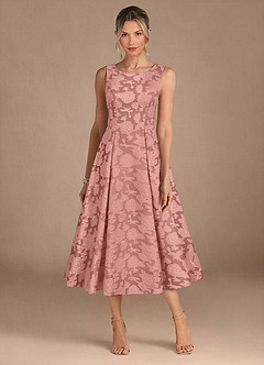 Azazie Fulton Mother of the Bride Dresses Rosette A-Line Pleated Floral Burnout Dress image5