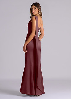 Azazie Inara Final Sale Sangria Mermaid Pleated Stretch Satin Dress image6
