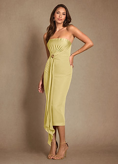 Azazie Dinanta Mother of the Bride Dresses Lemon Sorbet Column Pleated Chiffon Dress image5