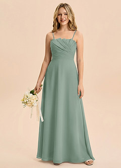 Azazie Rory Junior Silver Sage A-Line Pleated Chiffon Dress image5