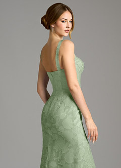 Azazie Brandi Bridesmaid Dresses Dusty Sage Mermaid Pleated Floral Burnout Dress image2