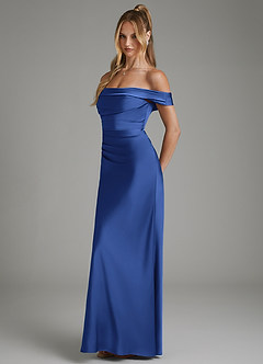 Azazie Hayden Bridesmaid Dresses Royal Blue Mermaid Corset Stretch Satin Dress image4