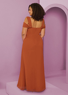 Barbie ♥ Azazie Bridesmaid Dresses Cinnamon A-Line Off the Shoulder Chiffon Dress image8