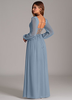 Azazie Maree Bridesmaid Dresses Dusty Blue A-Line Corset Chiffon Dress image2