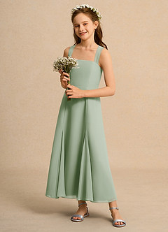 Azazie Tater Girl Flower Girl Dresses Dusty Sage A-Line Pleated Chiffon Dress image6