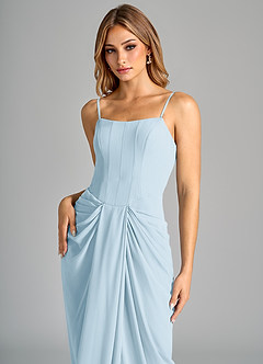 Azazie Anaïs Bridesmaid Dresses Sky Blue Sheath Strapless Chiffon Dress image7