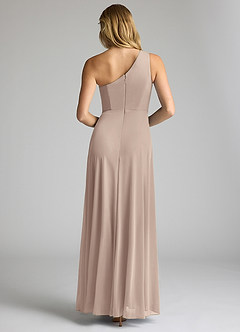 Azazie Brooke Brautjungfernkleider A-Linie One-Shoulder Gittergewebe Kleid Taupe image4
