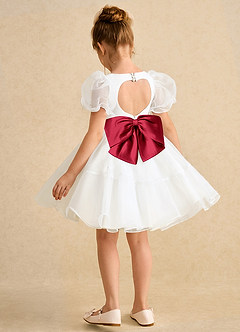 Azazie Debbie vestidos de niña de las flores Vestido de Marfil Escarlata de Organza de Princesa con Escote de Corazón image9