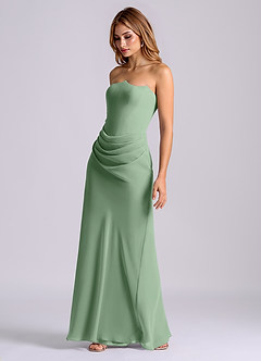 Azazie Debby Bridesmaid Dresses Matcha Mermaid Strapless Chiffon Dress image3