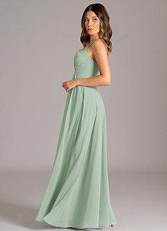 Azazie Amani Bridesmaid Dresses Agave A-Line Pleated Chiffon Dress image3
