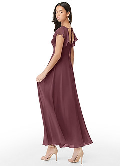 Azazie Bondi Bridesmaid Dresses Sangria A-Line Ruched Chiffon Dress image4