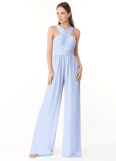 Azazie Berdie Bridesmaid Dresses Ice Halter Chiffon Jumpsuit image1