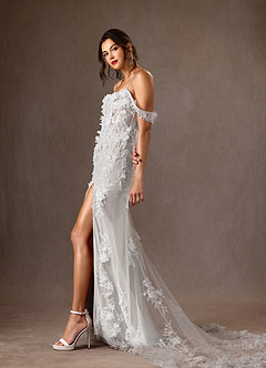 Azazie Alethea Wedding Dresses Diamond White Mermaid Strapless Lace Dress image6
